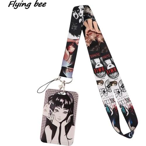 Flyingbee X2031 Horror Junji Ito Tomie Lanyard Card Holder Student Hanging Neck Phone Lanyard Badge Subway Access Card Holder