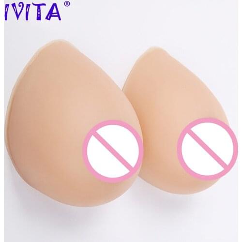 IVITA Hot Sale 1800g Beige Silicone Artifical Breast Forms Cup F For Crossdresser Mastectomy Shemale Transgender False Breasts