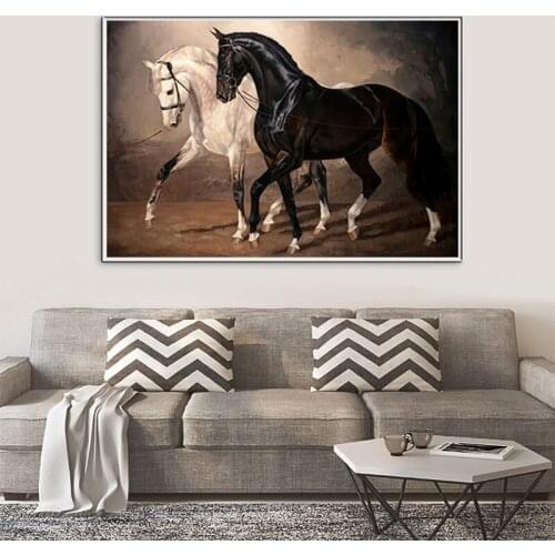 Canvas Print Horse Painting Home Decor Animal Wall Art Posters Black Horse Decorative Pictures Modern Living Room Wall Paintings