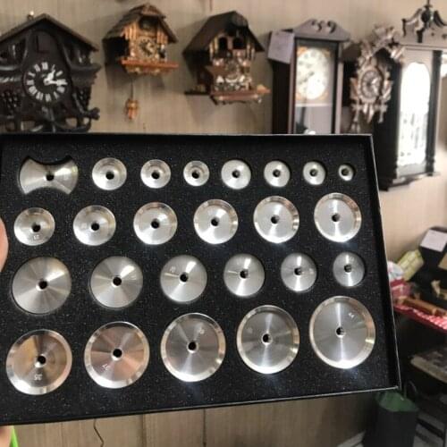 Kili 25Pcs Watch Back Case Metal Aluminum Closer Press Dies Watch Repair Tool