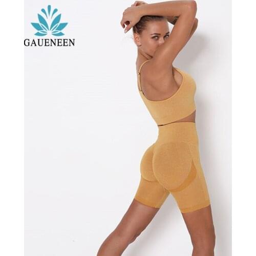 GAUENEEN Seamless Shorts Sets Tracksuit Yoga Sport Outfit Sports Bra Fitness Booty Shorts Sportswear Summer Workout Clothes