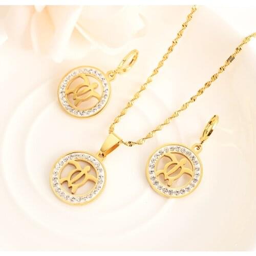 Gold Necklace Earring Set Women Party Gift tortoise Jewelry Sets daily mother gift DIY charms women girls lover Fine Jewelry