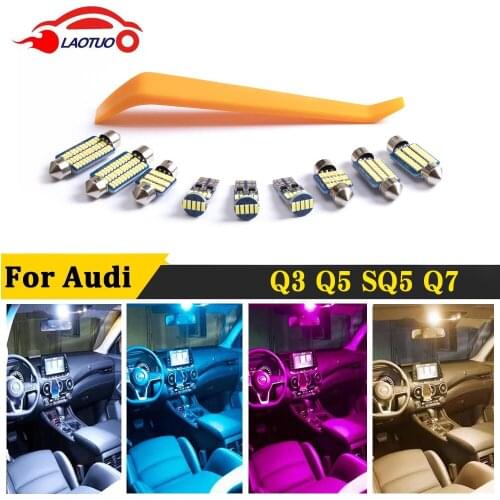 LAOTUO Canbus Error Free For Audi Q3 8U Q5 8R SQ5 Q7 4L LED Interior Dome Map Trunk Glove Box Vanity Mirror Door Light Kit