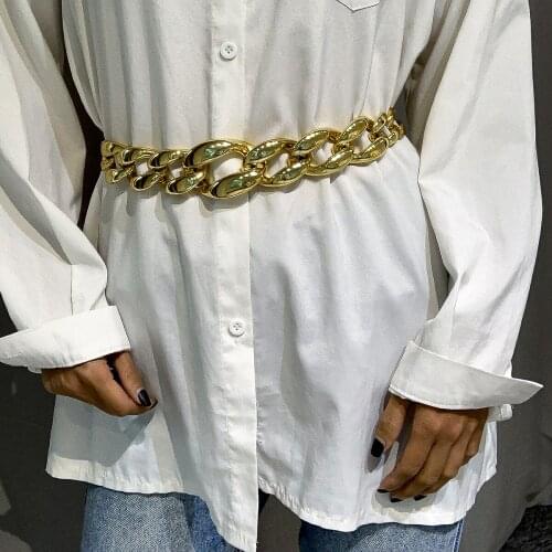 Lacteo Exaggerated Big CCB Material Waist Chain For Women Steampunk Hip Hop Belly Belt Chain Jewelry Party Decoration 2021