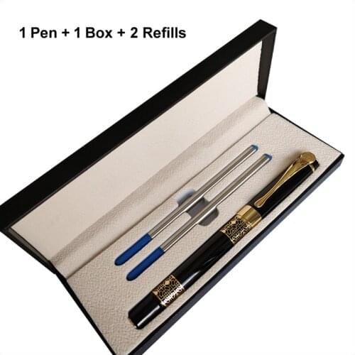 Black Blue Ink Ballpoint Pen 0.5mm Metal Pens with Gift Box Office and School Supplies