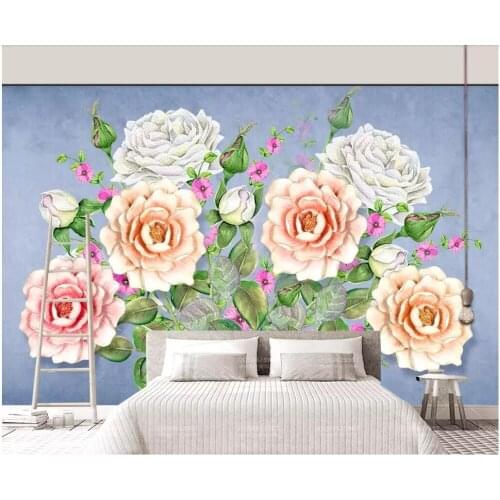 WDBH custom mural 3d photo wallpaper HD hand drawn peony flower TV background home decor living room wallpaper for walls 3 d