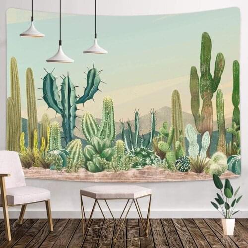 Cactus Tapestry Saguaro Wall Hanging Tropical Landscape Desert Succulent Plant Dorm Bedroom Decor Polyester Fabric Picnic Mat