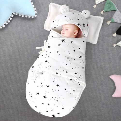Newborn Baby Cute Velcro Muslin Sleepsack With Cap Toddler Cocoon Sleeping Bag Girl Boy Winter Swaddle Wrap Blanket Stuff