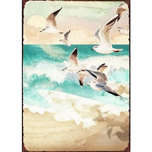 New Vintage Retro Metal Tin Sign Summer Flight Seabird Home Bar Club Kitchen Restaurant Wall Art Decor Plaque Signs 12X8Inch