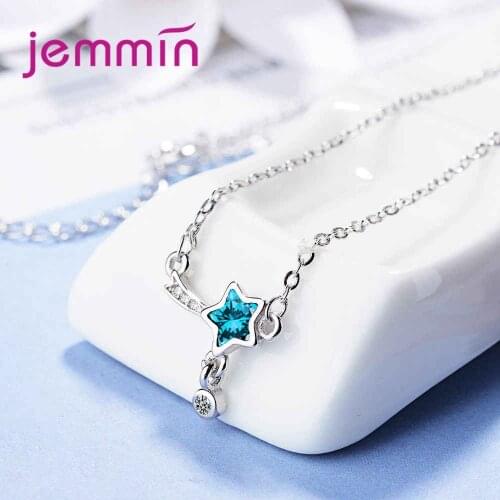 Genuine Brand Design Fashion Star Pendant Austrian crystal 925 Sterling Silver New Trendy Women Wedding Jewelry