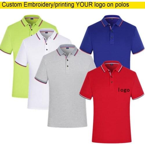 Custom Young Unisex Polos Embroidery/Printing Your LOGO Adult top Tee Men and Women Stitch Letters S-3XL Asian Size overalls