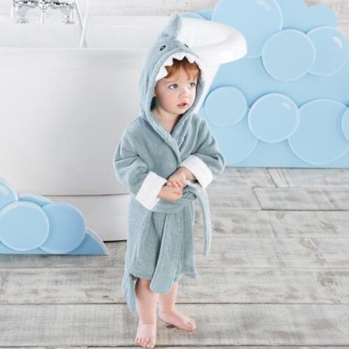 Size L fits 4-6 years old Children Blue and pink shark kids bathrobe/Baby bath towel/Infant Beach ponchos/Swim Gown