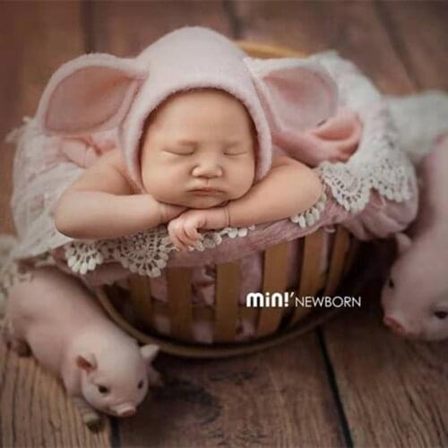 Handmade baby animal hat Wool baby bonnet hat photo props Newborn Lovely bonnet photography props