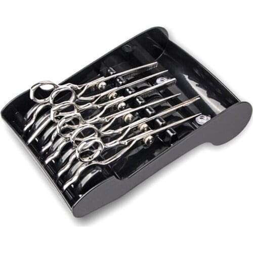Salon Shears Stand Rack Case Hair Scissor Holder Rack 6 Holder Hair Scissor Organizer Storage Tray for Hairdresser with 2 Sucker
