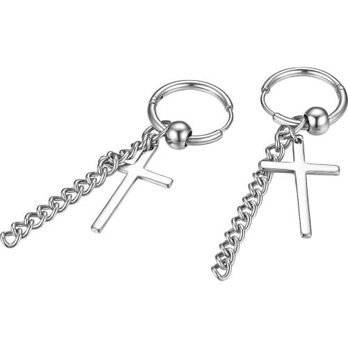 BONISKISS 2020 Fashion Gold Bijoux Aretes Womens Hoop Earring Men Stainless Steel Cross Earring Boucle d'oreille Pendientes Aro