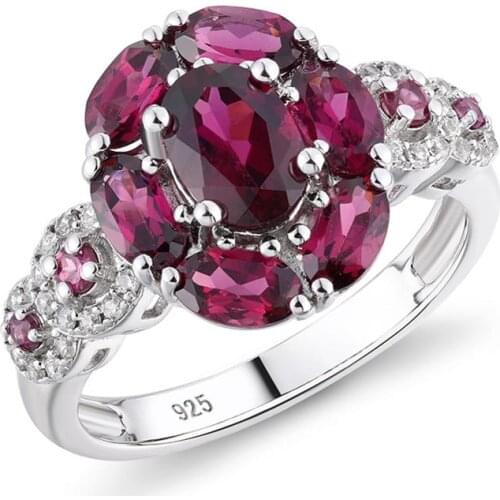 GZ ZONGFA Top Quality Fine Jewelry Natural Rhodolite Gem 925 Sterling Silver Engagement Wedding Ring For Women