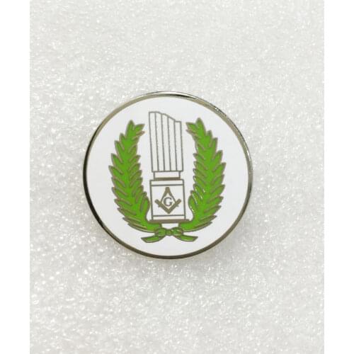 Custom Direct Factory Price 100pcs Wreathed Broken Column Green & White Lapel Pin - 1 1/4" Diameter