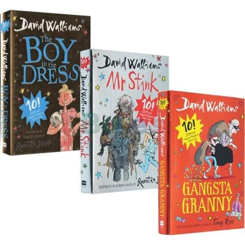 3 books/set ,David Walliams , Mr Stink ,The Boy In The Dress,english humor story books,interesting children english reading book