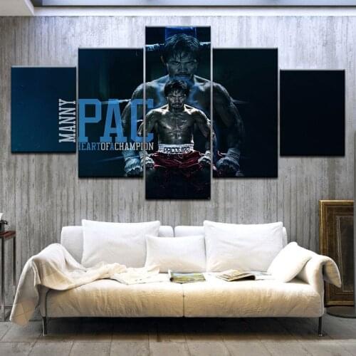 5 Panel Canvas Modular Pictures Home Decor Frame Painting HD Printed Wall Art Boxing Star Sports Boxer Poster Living Room
