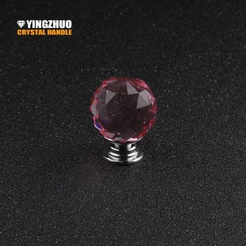 5pcs 30mm Luxury Clear Pink K9 Crystal Knobs Cabinet Drawer Handle Hardware Accessories Furniture Decoration 2003-pink
