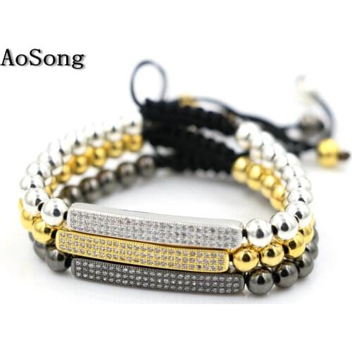 BPPCCR Anil Arjandas Men CZ Tassel Bracelet , gold Beads Micro Pave Briading Macrame Bracelet Pulseira Feminina