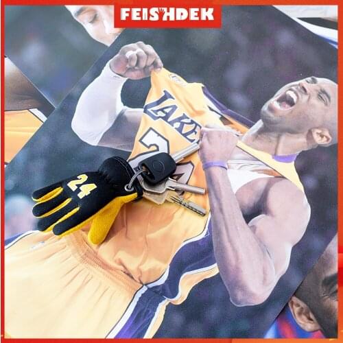 Genuine Leather Keychain Kobe mamba 24 Key Chain for Basketball Fan Memorial with Suede Handmade Gift Accessories Glove Keychain
