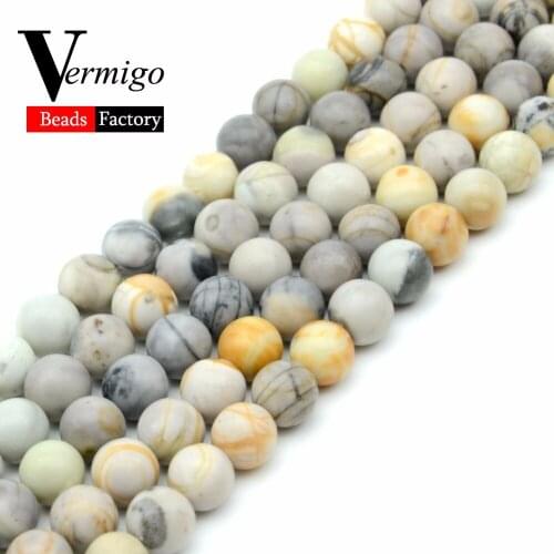 Wholesale White Picasso Jaspers Natural Stone Loose Beads 6 8 10mm Pick Size 15"Strand Diy Bracelet Beads For Jewelry Making