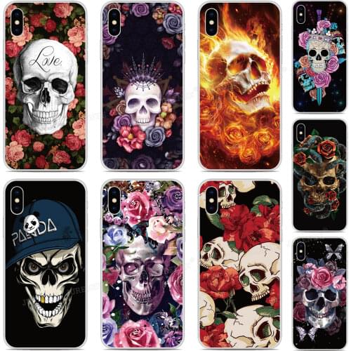 Skull Flower Floral Case For Huawei Nova 5 6 SE 7i Y7P 4e Y5 Y6 Honor 20 9X 8S Mate 30 P40 Plus P30 Pro Lite E PSmart 2019 Cover