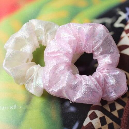 Fantastic Shining Thin Hair Scrunchies For Girls Women Solid Plain Hair Gums Elastic Rubber Bands Vintage Bohemian Hair Ties
