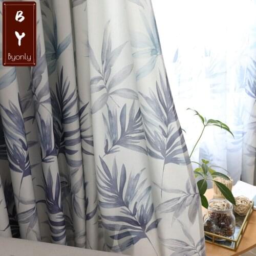 Customized Simple Modern Nordic Style Curtains Plant Printing Curtains for Living Room Balcony and Bedroom Curtain Blackout