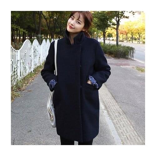 Short Wool Coat Solid Wool Blend Coat and Jacket Single Breasted Women Coats Autumn Winter