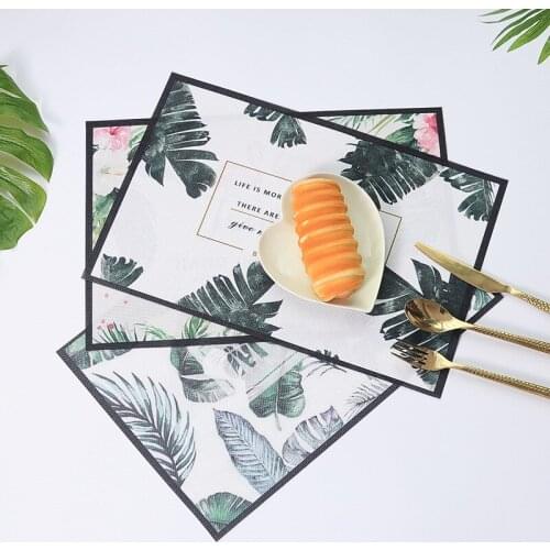 Table pad Waterproof oilproof Nordic green plants Flamingo environmental protection insulation table mat rectangular placemat
