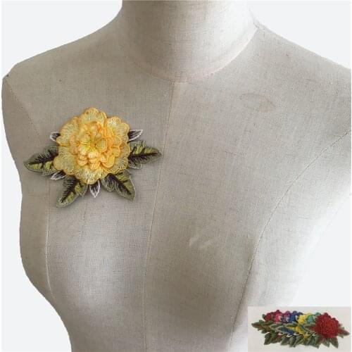 Multiple colour 3D flower Embroidered applications Lace collar DIY for sewing Lace fabric Craft materials Dresses accessories