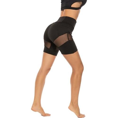 Femmle Mesh Patchwork Leggings Women Workout Fitness Legginngs Solid Pants Casual Solid Crop Wide Waistband Short Leggings