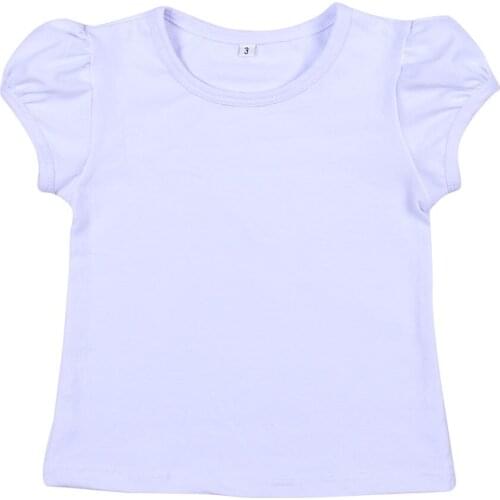 Summer white T-shirt cap sleeve Girls shirts Classic Design Tee 100% cotton Top Kids Clothing