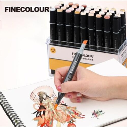 Finecolour EF103 Alcoholic Oily Based Art Marker Pen With Box 12/24/36/48/60/72/240 Colors Double-headed Soft Brush Professional