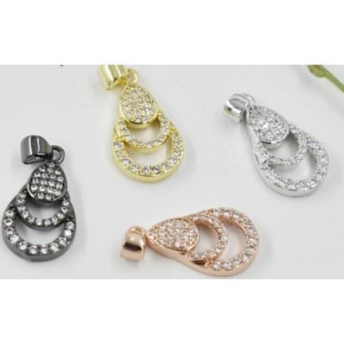 22*12mm water drop crystal micro pave cz zircon cubic zirconia beads copper silver gold black plated Pendant accessories rtg2