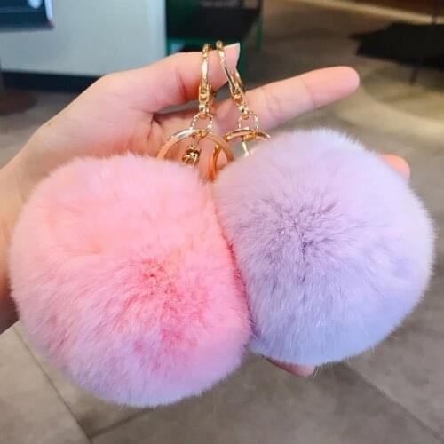 Cute plush ball keychain fake Fur Key Chain Women Car bag Key Ring Jewelry Gift fluff keychains cute keychain for girls