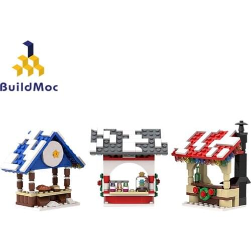 MOC-18167 Winter Village - Market Stalls Winter theme Girls' Favorite Building Model Building Blocks Toy Kids Christmas Gifts