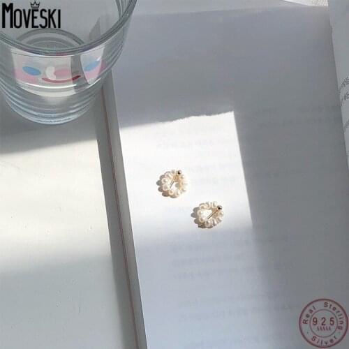 MOVESKI 925 Sterling Silver Baroque Natural Freshwater Pearl Earrings Women New Products Hot Sale Small Jewelry