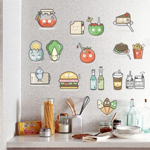 Cartoon Food Wall Stickers Living Room Kitchen Refrigerator Decals Home Decor Vinyl Art Poster Wallpaper Self-adhesive