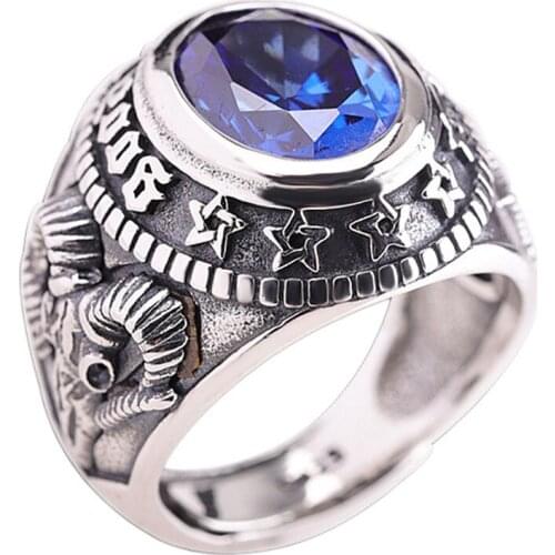BOCAI Thai silver rock personality men ring New S925 pure Silver Jewelry Zircon Ring for Men