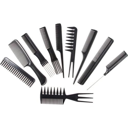 Professional Hair Styling Comb Set 10pcs Anti Static Hairbrush Kit Salon Barber Stylist Hairdressing Tools for All Hairstyles