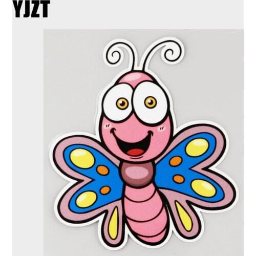 YJZT 11.4CM×12.7CM Lovely Cartoon Butterfly Flying PVC Decal Car Sticker 11C-0116