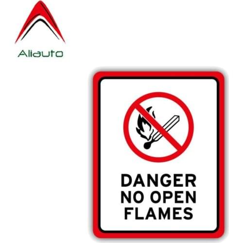 Aliauto Car Sticker Warning No Open Flames Danger Accessories PVC Decal for W204 Lifan Toyota Hilux Passat B8 Priora,12cm*9cm