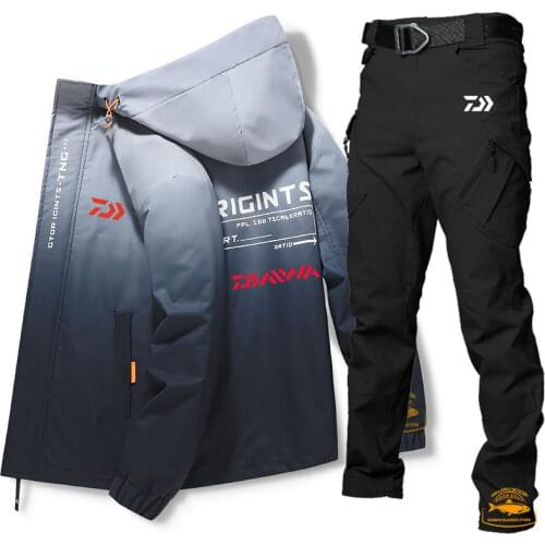 New Autumn Waterproof Breathable Fishing Suit Clothes For Men Hoodie Zipper Fishing Jacket Sports Multi-pocket Fishing Pants