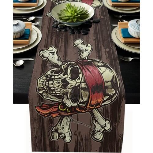Pirate Skull Table Runner Modern Wedding Decorations Dinning Table Runners Placemat Christmas Decorations