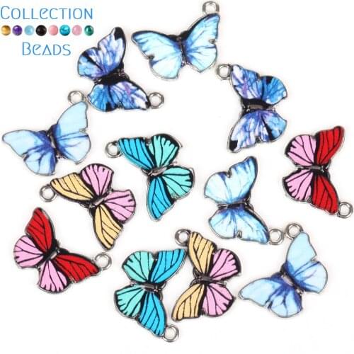 10pcs 15x20mm Coloful Butterfly Charms For Jewelry Making Pendants Necklaces Cute Earrings DIY Handmade Accessories