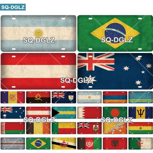 [SQ-DGLZ] A-B City License Plate Metal Sign Vintage Plaque Tin Sign Wall Decor For Bar Country Flag Poland/Brazil/Australia