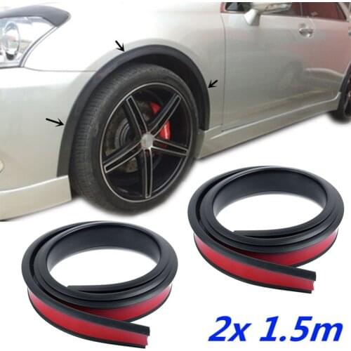2Pcs Universal Rubber Car Splash Guard Fender Flare Extension Wheel Eyebrow Moulding Trim Wheel Arch Strip